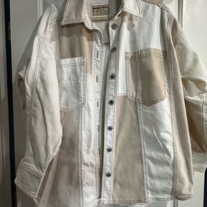 We The Free Oversized Cream Denim Shacket S